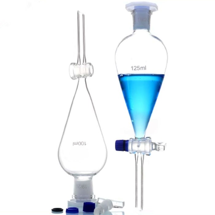 SEPARATORY FUNNEL Squib pear shape With ground – in glass stopper and stopcock
